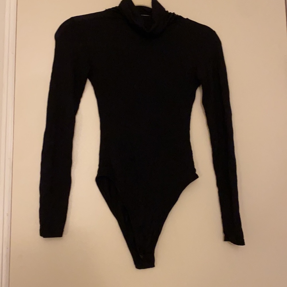 Black turtleneck bodysuit